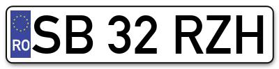 Placuta inmatriculare numar auto  SB-32-RZH, SB 32 RZH, SB32RZH