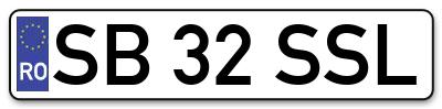 Placuta inmatriculare numar auto  SB-32-SSL, SB 32 SSL, SB32SSL