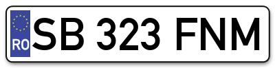 Placuta inmatriculare numar auto  SB-323-FNM, SB 323 FNM, SB323FNM