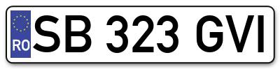Placuta inmatriculare numar auto  SB-323-GVI, SB 323 GVI, SB323GVI