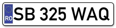 Placuta inmatriculare numar auto  SB-325-WAQ, SB 325 WAQ, SB325WAQ