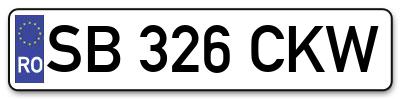 Placuta inmatriculare numar auto  SB-326-CKW, SB 326 CKW, SB326CKW