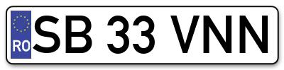 Placuta inmatriculare numar auto  SB-33-VNN, SB 33 VNN, SB33VNN