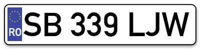 Placuta inmatriculare numar auto  SB-339-LJW, SB 339 LJW, SB339LJW