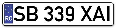Placuta inmatriculare numar auto  SB-339-XAI, SB 339 XAI, SB339XAI