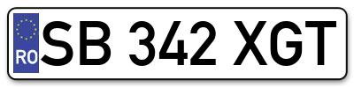 Placuta inmatriculare numar auto  SB-342-XGT, SB 342 XGT, SB342XGT