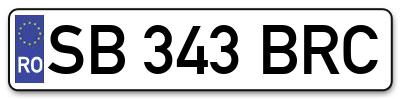 Placuta inmatriculare numar auto  SB-343-BRC, SB 343 BRC, SB343BRC