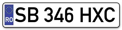 Placuta inmatriculare numar auto  SB-346-HXC, SB 346 HXC, SB346HXC