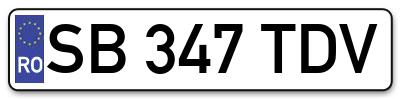 Placuta inmatriculare numar auto  SB-347-TDV, SB 347 TDV, SB347TDV