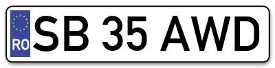 Placuta inmatriculare numar auto  SB-35-AWD, SB 35 AWD, SB35AWD