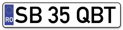Placuta inmatriculare numar auto  SB-35-QBT, SB 35 QBT, SB35QBT
