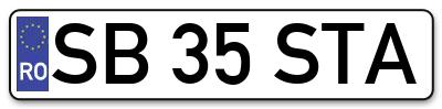 Placuta inmatriculare numar auto  SB-35-STA, SB 35 STA, SB35STA