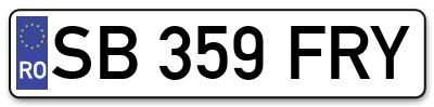 Placuta inmatriculare numar auto  SB-359-FRY, SB 359 FRY, SB359FRY