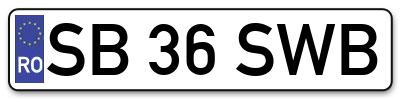 Placuta inmatriculare numar auto  SB-36-SWB, SB 36 SWB, SB36SWB
