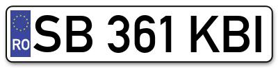 Placuta inmatriculare numar auto  SB-361-KBI, SB 361 KBI, SB361KBI