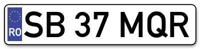 Placuta inmatriculare numar auto  SB-37-MQR, SB 37 MQR, SB37MQR