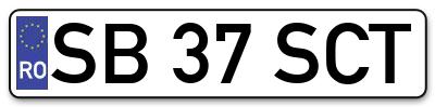 Placuta inmatriculare numar auto  SB-37-SCT, SB 37 SCT, SB37SCT