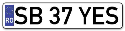 Placuta inmatriculare numar auto  SB-37-YES, SB 37 YES, SB37YES