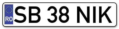 Placuta inmatriculare numar auto  SB-38-NIK, SB 38 NIK, SB38NIK