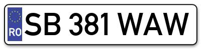 Placuta inmatriculare numar auto  SB-381-WAW, SB 381 WAW, SB381WAW