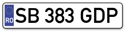 Placuta inmatriculare numar auto  SB-383-GDP, SB 383 GDP, SB383GDP