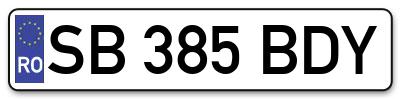 Placuta inmatriculare numar auto  SB-385-BDY, SB 385 BDY, SB385BDY