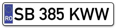 Placuta inmatriculare numar auto  SB-385-KWW, SB 385 KWW, SB385KWW