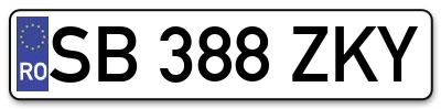 Placuta inmatriculare numar auto  SB-388-ZKY, SB 388 ZKY, SB388ZKY