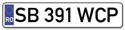 Placuta inmatriculare numar auto  SB-391-WCP, SB 391 WCP, SB391WCP