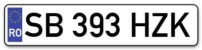 Placuta inmatriculare numar auto  SB-393-HZK, SB 393 HZK, SB393HZK