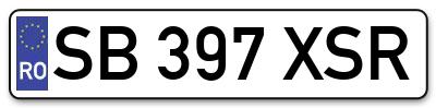 Placuta inmatriculare numar auto  SB-397-XSR, SB 397 XSR, SB397XSR