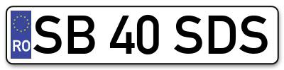Placuta inmatriculare numar auto  SB-40-SDS, SB 40 SDS, SB40SDS