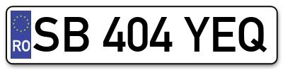 Placuta inmatriculare numar auto  SB-404-YEQ, SB 404 YEQ, SB404YEQ