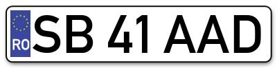 Placuta inmatriculare numar auto  SB-41-AAD, SB 41 AAD, SB41AAD