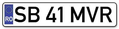 Placuta inmatriculare numar auto  SB-41-MVR, SB 41 MVR, SB41MVR