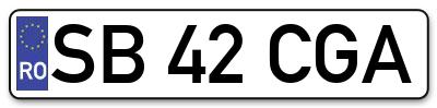 Placuta inmatriculare numar auto  SB-42-CGA, SB 42 CGA, SB42CGA