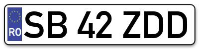 Placuta inmatriculare numar auto  SB-42-ZDD, SB 42 ZDD, SB42ZDD