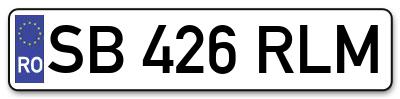 Placuta inmatriculare numar auto  SB-426-RLM, SB 426 RLM, SB426RLM