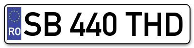 Placuta inmatriculare numar auto  SB-440-THD, SB 440 THD, SB440THD