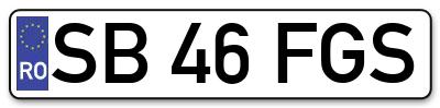 Placuta inmatriculare numar auto  SB-46-FGS, SB 46 FGS, SB46FGS