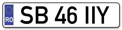 Placuta inmatriculare numar auto  SB-46-IIY, SB 46 IIY, SB46IIY