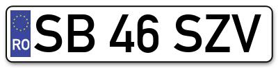Placuta inmatriculare numar auto  SB-46-SZV, SB 46 SZV, SB46SZV