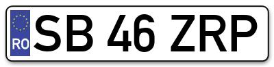 Placuta inmatriculare numar auto  SB-46-ZRP, SB 46 ZRP, SB46ZRP