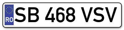 Placuta inmatriculare numar auto  SB-468-VSV, SB 468 VSV, SB468VSV