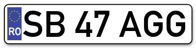 Placuta inmatriculare numar auto  SB-47-AGG, SB 47 AGG, SB47AGG