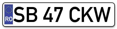 Placuta inmatriculare numar auto  SB-47-CKW, SB 47 CKW, SB47CKW