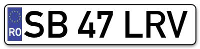 Placuta inmatriculare numar auto  SB-47-LRV, SB 47 LRV, SB47LRV