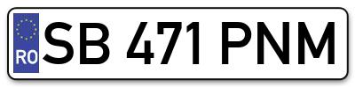 Placuta inmatriculare numar auto  SB-471-PNM, SB 471 PNM, SB471PNM