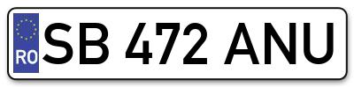 Placuta inmatriculare numar auto  SB-472-ANU, SB 472 ANU, SB472ANU