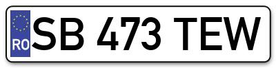 Placuta inmatriculare numar auto  SB-473-TEW, SB 473 TEW, SB473TEW